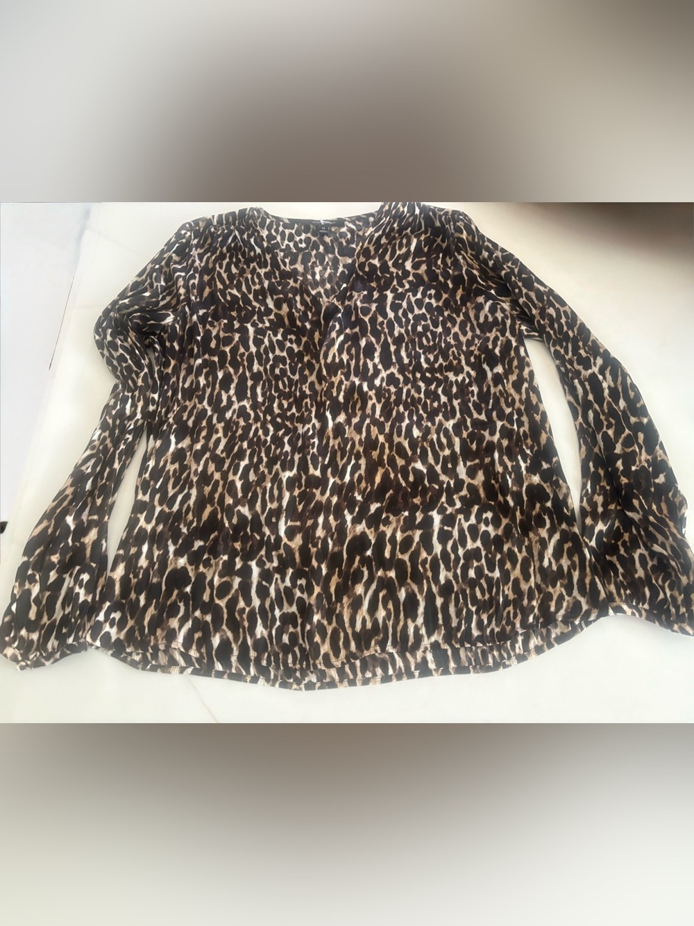 Banana Republic Leopard Print V-Neck Blouse - Brown/Black/Cream